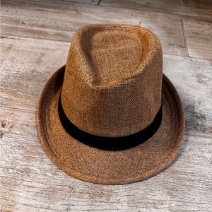 Stylish Tan Fedora with Black Band